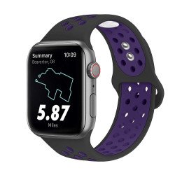 Breathable Sport Strap Wristband Replacement for Apple Watch Series 8/7/6/5/4/3/2/1/SE - 41MM/40MM/38MM (Black Purple) Breathable Sport Strap Wristband Replacement for Apple Watch Series 8/7/6/5/4/3/2/1/SE - 41MM/40MM/38MM (Black Purple)